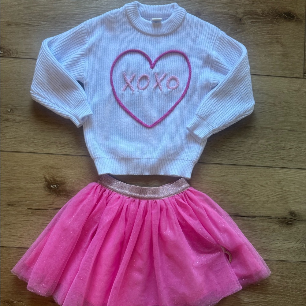 Charming XO Heart Sweater and Skirt Set
